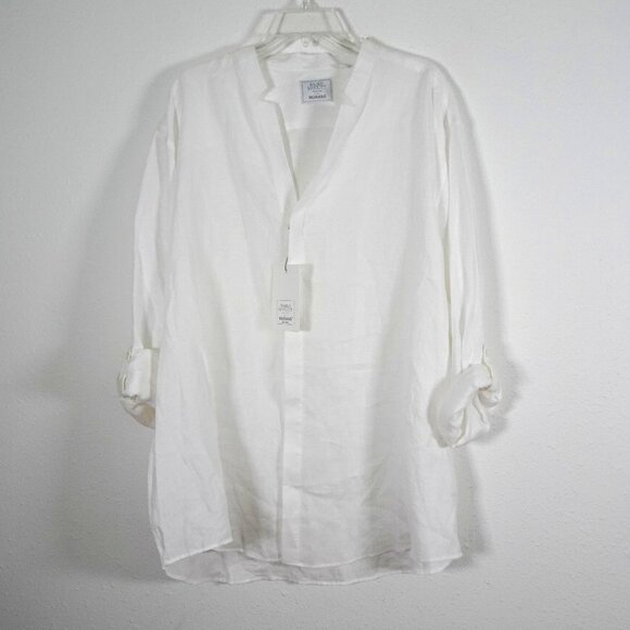 Baird McNutt Linen Button Up Shirt Big Men's Size 2XB White Luxury Resort Beach - Picture 1 of 11